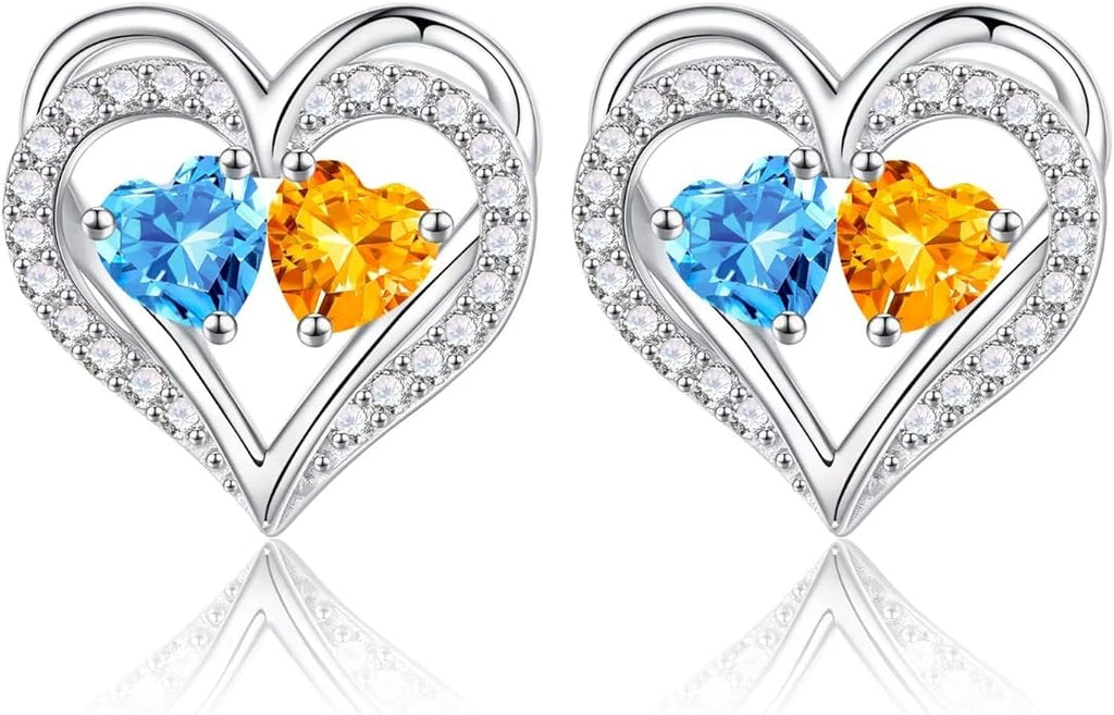 Iefil Valentines Day Gifts for Her - 925 Sterling Silver Birthstone Earrings, Anniversary Birthday Gifts for Women Wife Girlfriend Mom