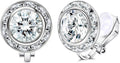 Clip on Dance Earrings for Women Crystal Halo Rhinestone Earrings for Competitions Performance Stage Wedding Party