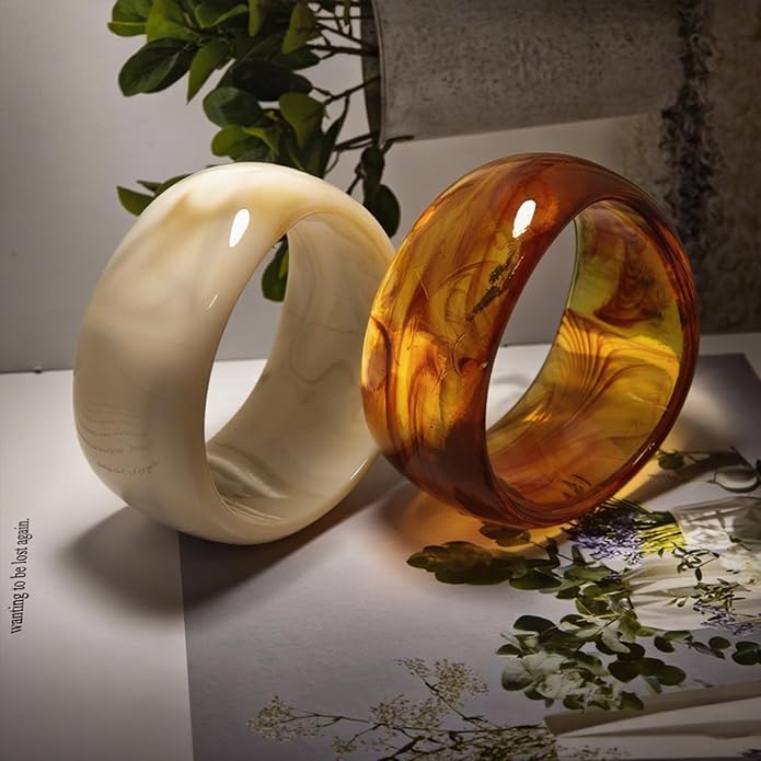Acrylic Chunky Bangle Bracelets for Women, Irregular Acrylic Resin Bangle Geometric Cuff Wide Statement Jewelry Set