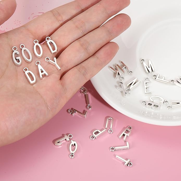 uxcell Letter Charm, Alloy Letter Initial Alphabet Charm for DIY Crafts Jewelry Making Bracelet Earrings Necklace