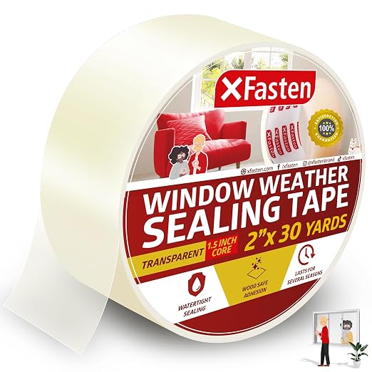 XFasten Window Tape for Winter 2-Inch x 30-Yards 1.5” Core, Residue-Free Window by XFasten