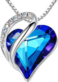 Leafael Valentine's Day Gift Necklaces for Women, Infinity Love Birthstone Heart Crystal Pendant, Birthday Anniversary Jewelry for Wife, Mom, and Her, Silver Plated, 18" + 2" Adjustable Chain