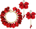 Flower Petal Necklace Earrings Set Layered Statement Beaded Jewelry Set for Women Summer Necklace Earrings