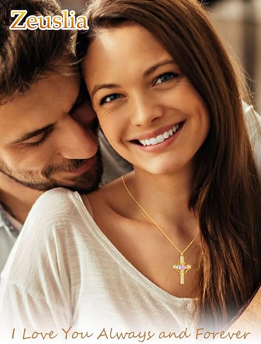 Valentine's Day Gifts for Wife 925 Sterling Silver Double Birthstone Pendant Necklaces I Love You for Always and Forever Necklace Anniversary Birthday Gifts for Wife Girlfriend Mom Her