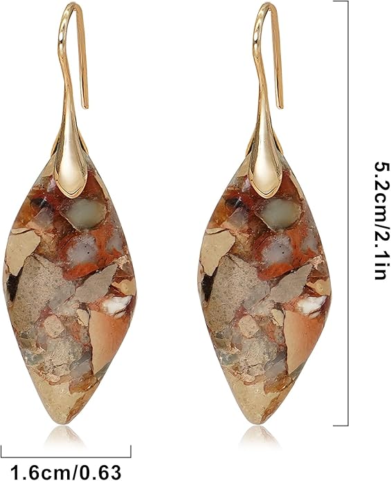 Natural Stone Earrings Multishape Dangle Drop Earrings Boho Stone Earring for Women