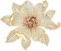 Rhinestone Flower Brooch Austrian Crystal Flower Pin 18k Gold Plated Floral Brooch Lapel Pin Jewelry Mother's Day Birthday Gifts for Mom Wife