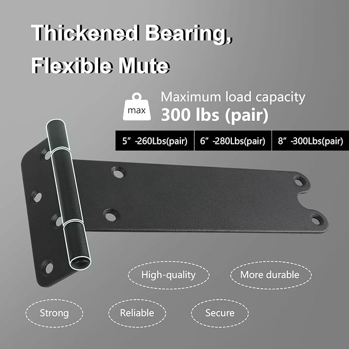 2 Pack 8" Door Hinges, 300 Lbs Capacity Heavy Duty Gate Hinges | Matte black - Image 3