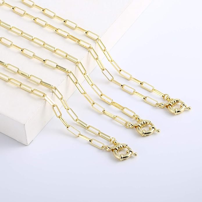 BOUTIQUELOVIN 14K Gold Plated Lock Necklace for Women Paperclip Link Chain Padlock Necklace Non-Tarnish
