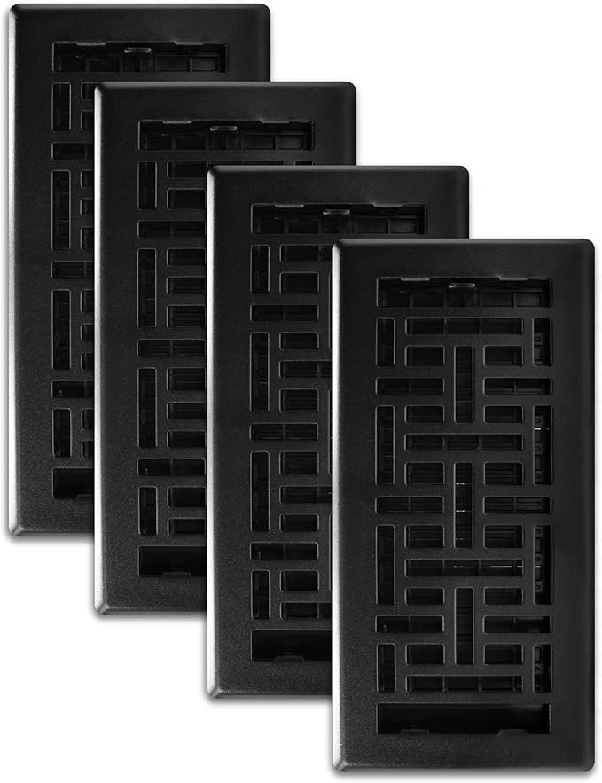 Decor Grates Oriental Floor Register, 4x10 Inches, Textured Black by DecorGrates