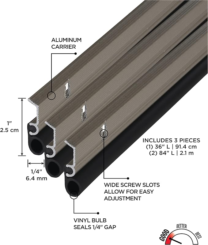 MD Building Aluminum and Vinyl Screw-On Top and Sides Door Seal Kit | Draft - Image 2