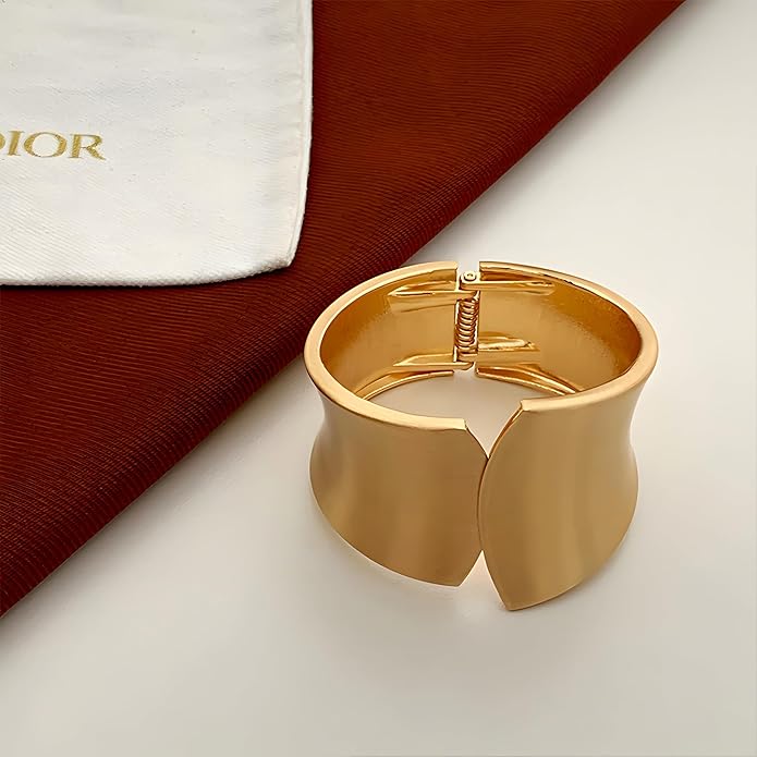 Statement Golden Matte Bracelet for women Minimalist Chunky Brushed Bangle Bracelet Vintage Thick Wide Cuff bracelet Gold Plated Open Cuff Geometric Bracelet