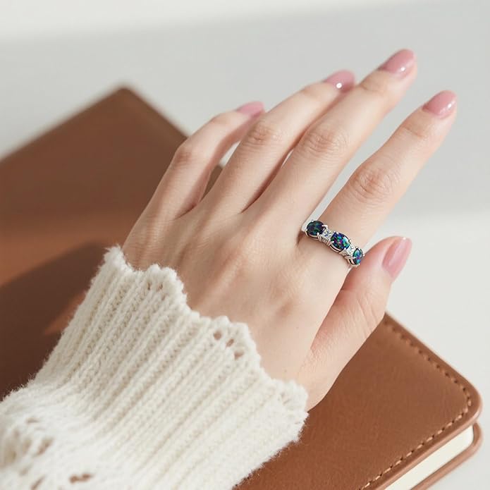 925 Sterling Silver Birthstone Rings for Women - Adjustable Size Women Jewelry Birthday Gifts for Girlfriend,Wife,Mom