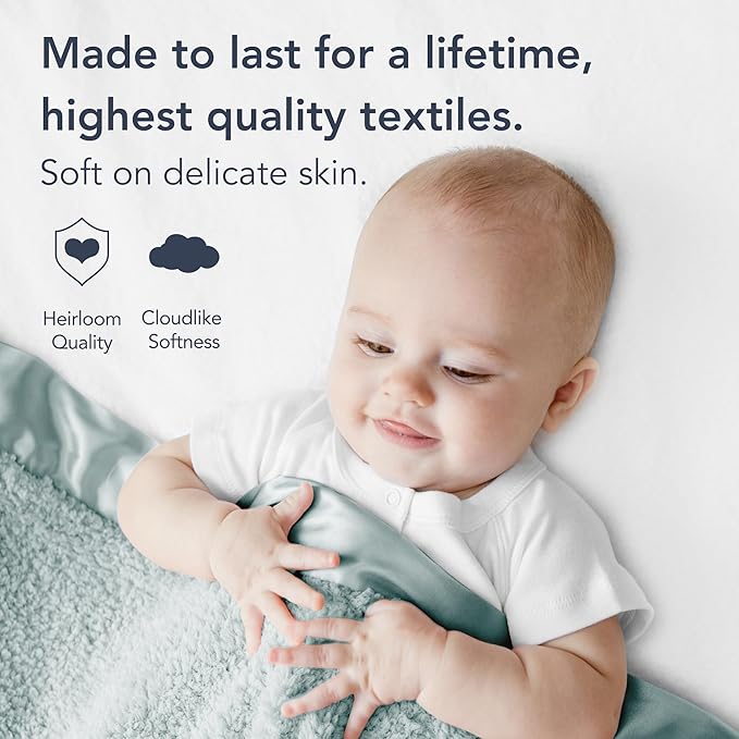 Little Giraffe Chenille Baby Blanket – 29x35” Soft Chenille with Satin Trim, Sage | Ultra-Soft, Gentle & Safe, Lightweight & Breathable for Newborns & Toddlers