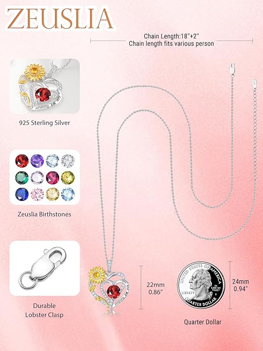 Valentine's Day Gifts for Wife 925 Sterling Silver Double Birthstone Pendant Necklaces I Love You for Always and Forever Necklace Anniversary Birthday Gifts for Wife Girlfriend Mom Her