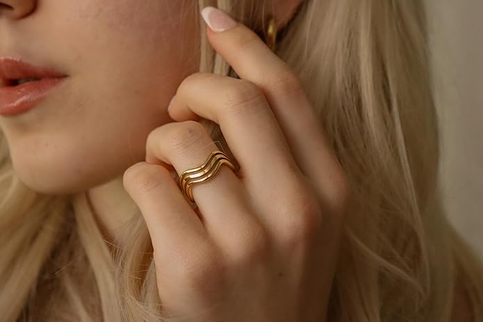 Elegant 18K Gold Plated Stainless Steel Ring – Fine Metal-Plated Jewelry with Durable, Scratch-Resistant Design for Daily Wear & Special Occasions