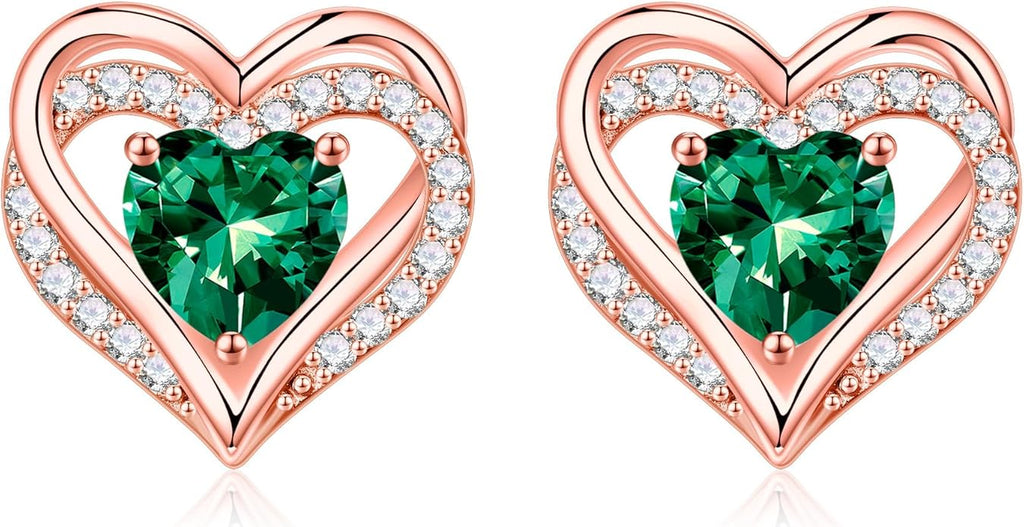 Iefil Valentine Day Gifts for Her - 925 Sterling Silver Heart Stud Earrings Birthday Gifts for Women