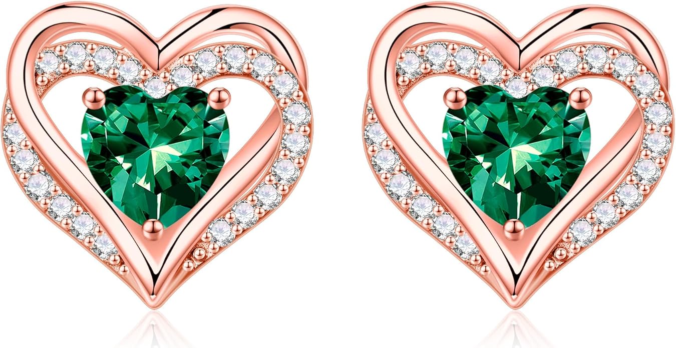 Iefil Valentine Day Gifts for Her - 925 Sterling Silver Heart Stud Earrings Birthday Gifts for Women