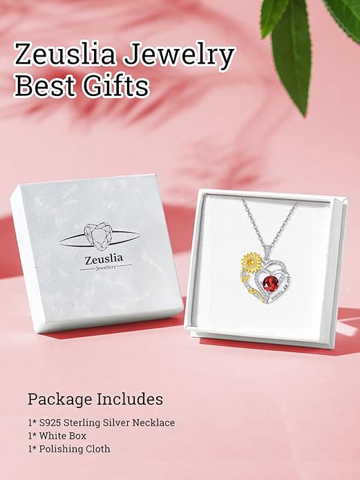 Valentine's Day Gifts for Wife 925 Sterling Silver Double Birthstone Pendant Necklaces I Love You for Always and Forever Necklace Anniversary Birthday Gifts for Wife Girlfriend Mom Her