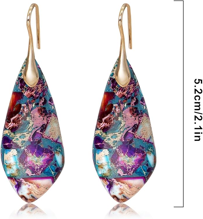 Natural Stone Earrings Multishape Dangle Drop Earrings Boho Stone Earring for Women