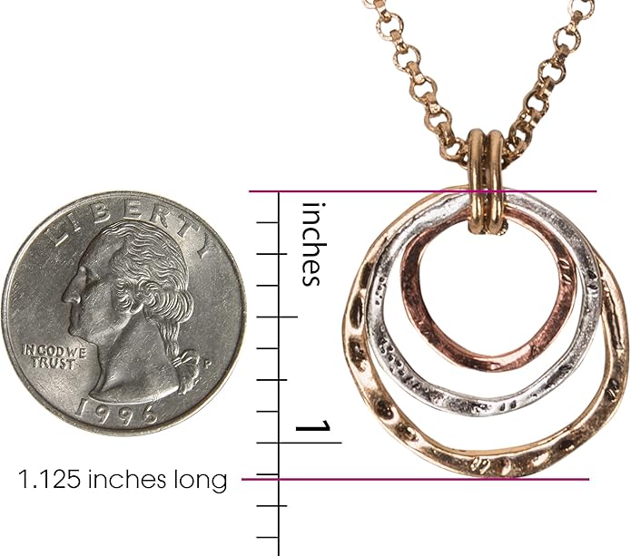 SPUNKYsoul Boho 3 Circle Pendant Handmade Earth Ocean Necklace Jewelry for Women Gold Silver Copper Rose Gold Multi-Metal