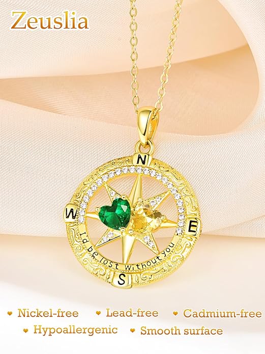 Valentine's Day Gifts for Wife 925 Sterling Silver Double Birthstone Pendant Necklaces I Love You for Always and Forever Necklace Anniversary Birthday Gifts for Wife Girlfriend Mom Her