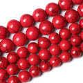 32pcs 12mm Natural Stone Beads Red Turquoise Gemstone Round Loose Beads for Jewelry Making Crystal Energy Stone Healing Power DIY Bracelets