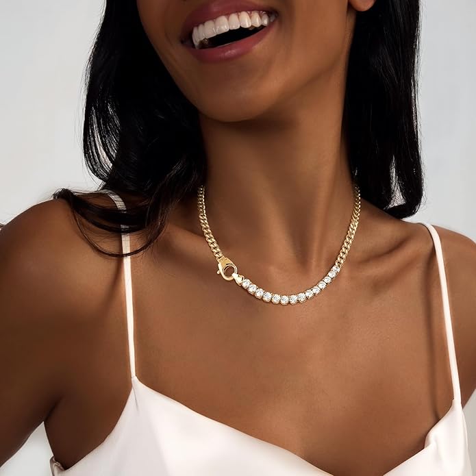 Zeffy 14K Gold/Silver Plated Chunky Thick Chain Toggle Clasp Necklace Dainty Baroque Pearl/Heart/Cross/Turquoise Pendant Necklace