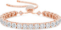 KRKC&CO Moissanite Bolo Tennis Bracelets for Women, 1.6-8.0 ct.tw, Adjustable Length S925 Sterling Silver, Christmas Gifts for Her, Luxury Box, 2/3/4mm D Color VVS1 White/14K/24K/Rose Gold Plated