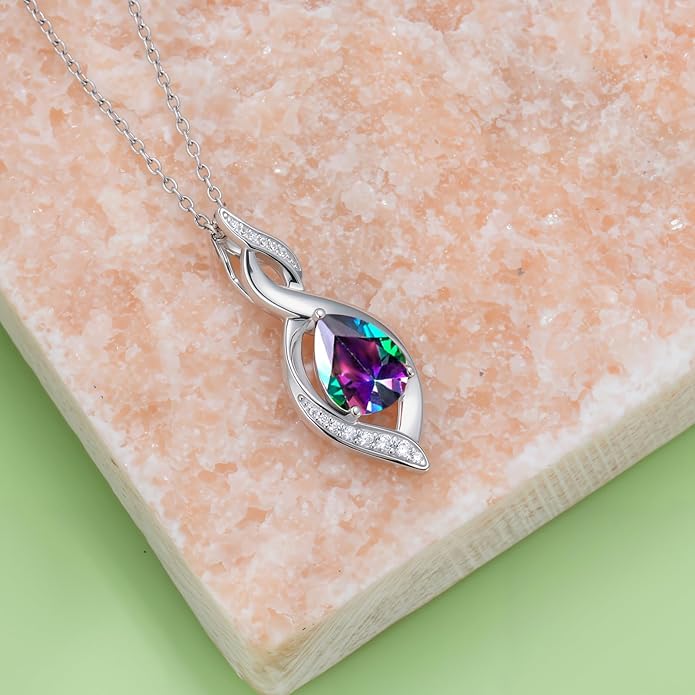 Birthstone Necklace for Women 925 Sterling Silver Infinity Love Jewelry Valentines Day Birthday Gifts for Her Mom Wife Girlfriend
