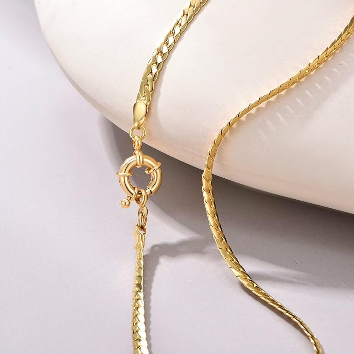Natural Freshwater Baroque Pearl Necklace 14K Gold Plated Dainty Choker Necklace for Women Girls Snake Chain/Cuban Link/Paperclip/Ball Beaded Chain/Tennis Chain Fashion Jewelry for Gift