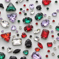 TANOSII Sew on Rhinestones 100 PCS Mixed Shapes Glass Rhinestones Sew on Crystal Gems Mental Flatback with Silver Claw for Jewelry Crafts Clothes Shoes Costume Garment Mixed Colors A