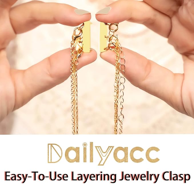 Layering Magnetic Necklace Clasp,18 K Gold and Silver Separator for Stackable Necklaces