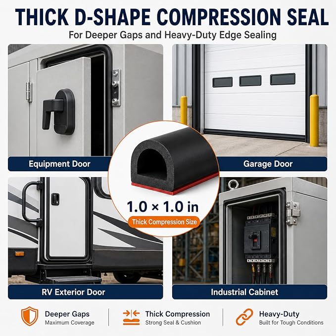 20FT Silicone Weather Stripping Door Seal, 1.0 x 1.0 Inch, deep gaps - Image 7