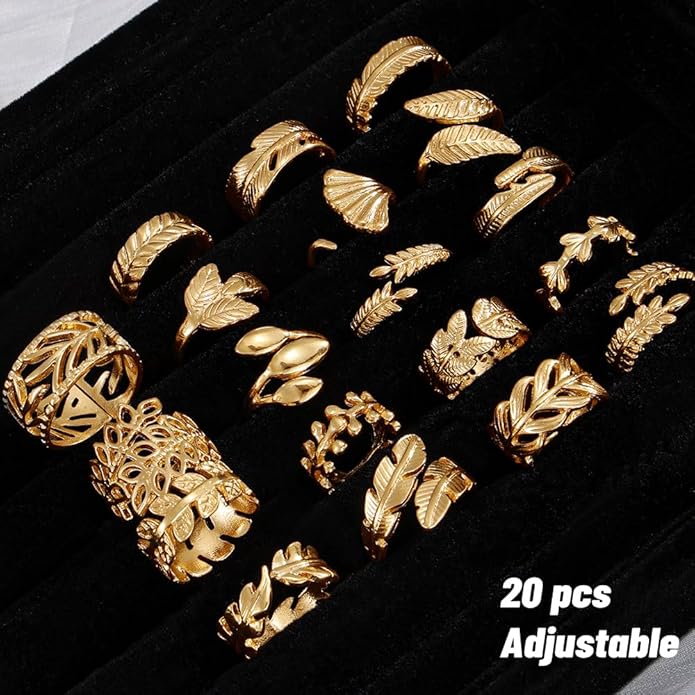 KISS WIFE Goldenen Silvery Black Kunckle Rings Set for Women, Dainty Simple Trendy Cute Stackable Finger Rings Pack, Perfect for Stacking Layering on Thumb and Knuckle, Mixed Size, Jewelry Gift