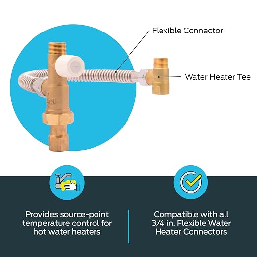 Cash Acme 3/4 Inch Tank Booster Water Heater Thermostatic Mixing Valve - Image 5