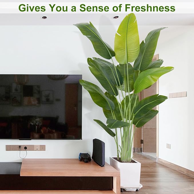 Lifelike Bird of Paradise Artificial Plant, 6.6ft Faux Banana Leaf Tree - Image 7