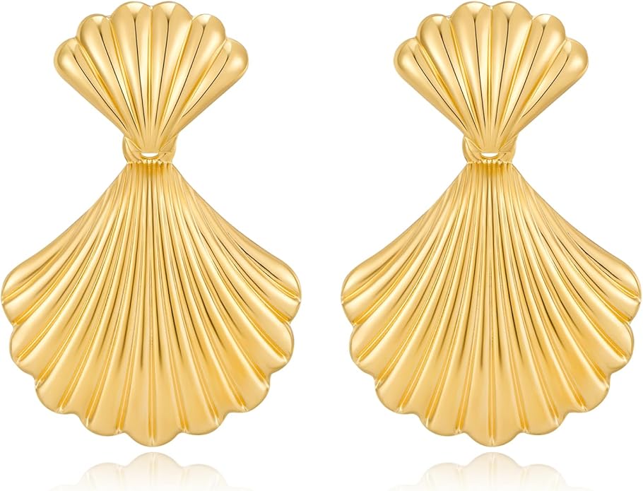 Gold/Silver Shell Dangle Earrings for Women Seashell Drop Dangle Earrings Ocean Beach Earrings Summer Jewelry
