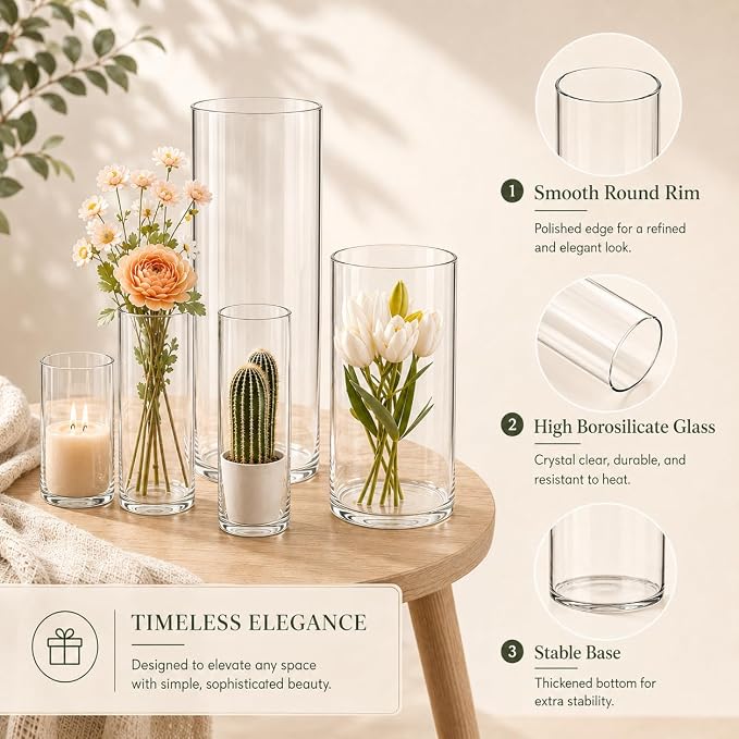 48pcs Glass Vase Cylinder for Centerpieces 4, 10Inch Tall Small Flower Glass - Image 6