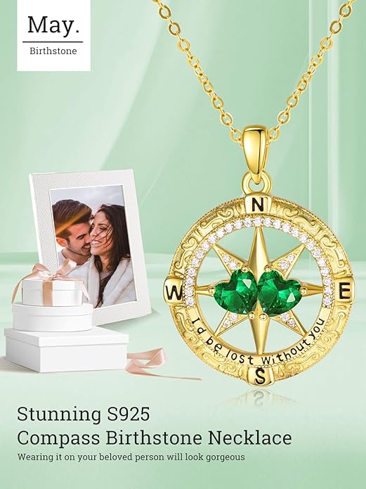 Valentine's Day Gifts for Wife 925 Sterling Silver Double Birthstone Pendant Necklaces I Love You for Always and Forever Necklace Anniversary Birthday Gifts for Wife Girlfriend Mom Her
