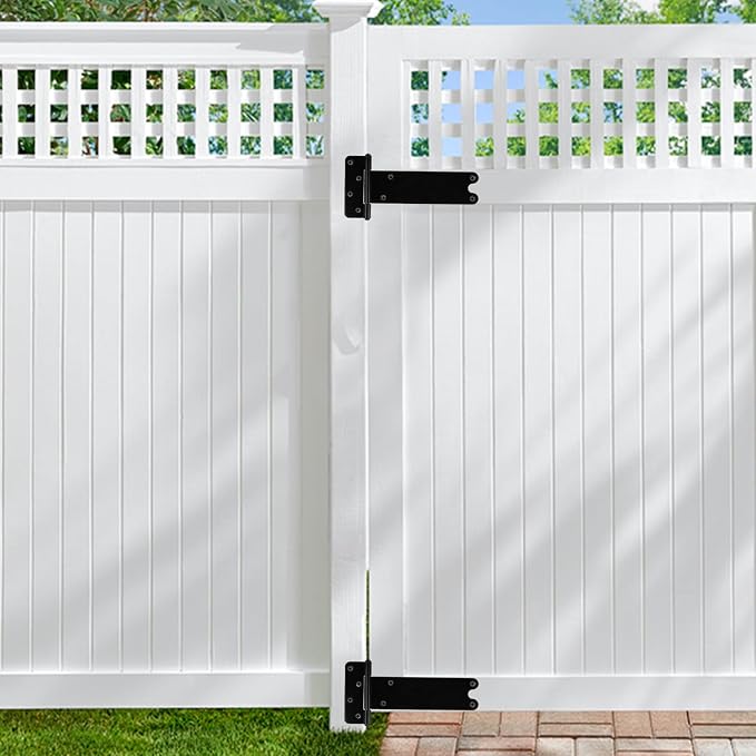 2 Pack 8” Heavy Duty Gate Hinges, 300 Lbs Capacity Black Door Hinges | T Gate - Image 5