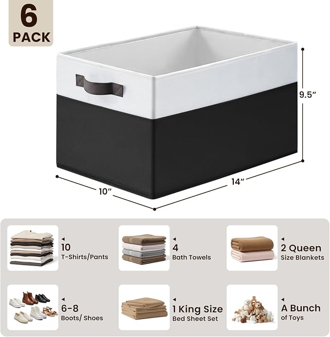 6 Pack Closet Organizers and Storage Bins, Cute Dorm Room Essentials - Image 2