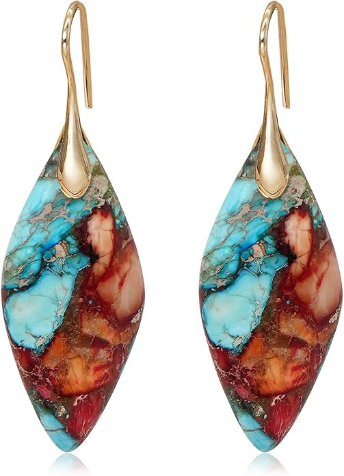 Natural Stone Earrings Multishape Dangle Drop Earrings Boho Stone Earring for Women