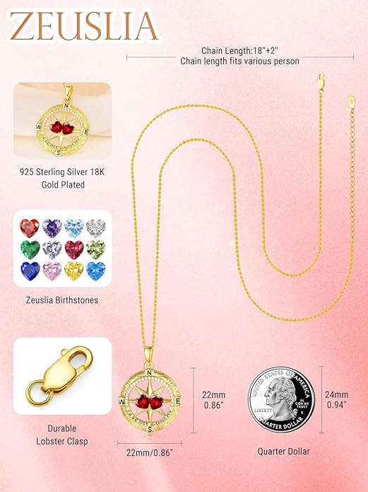 Valentine's Day Gifts for Wife 925 Sterling Silver Double Birthstone Pendant Necklaces I Love You for Always and Forever Necklace Anniversary Birthday Gifts for Wife Girlfriend Mom Her