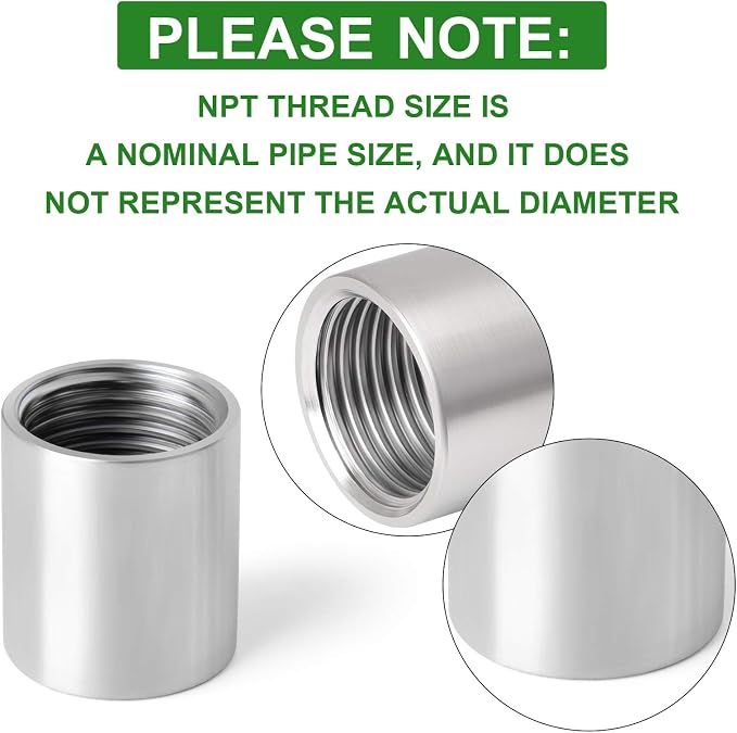 2PCS 304 Stainless Steel Cast Pipe Fitting, 3/8" x 3/8" NPT Female Threaded - Image 3
