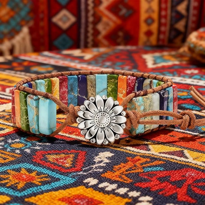 ZOSOJONA 7 Chakra Bracelet Bohemian Handmade Leather Wrap Healing Protection Natural Stone Yoga Beaded Bracelets Boho Friendship Jewelry