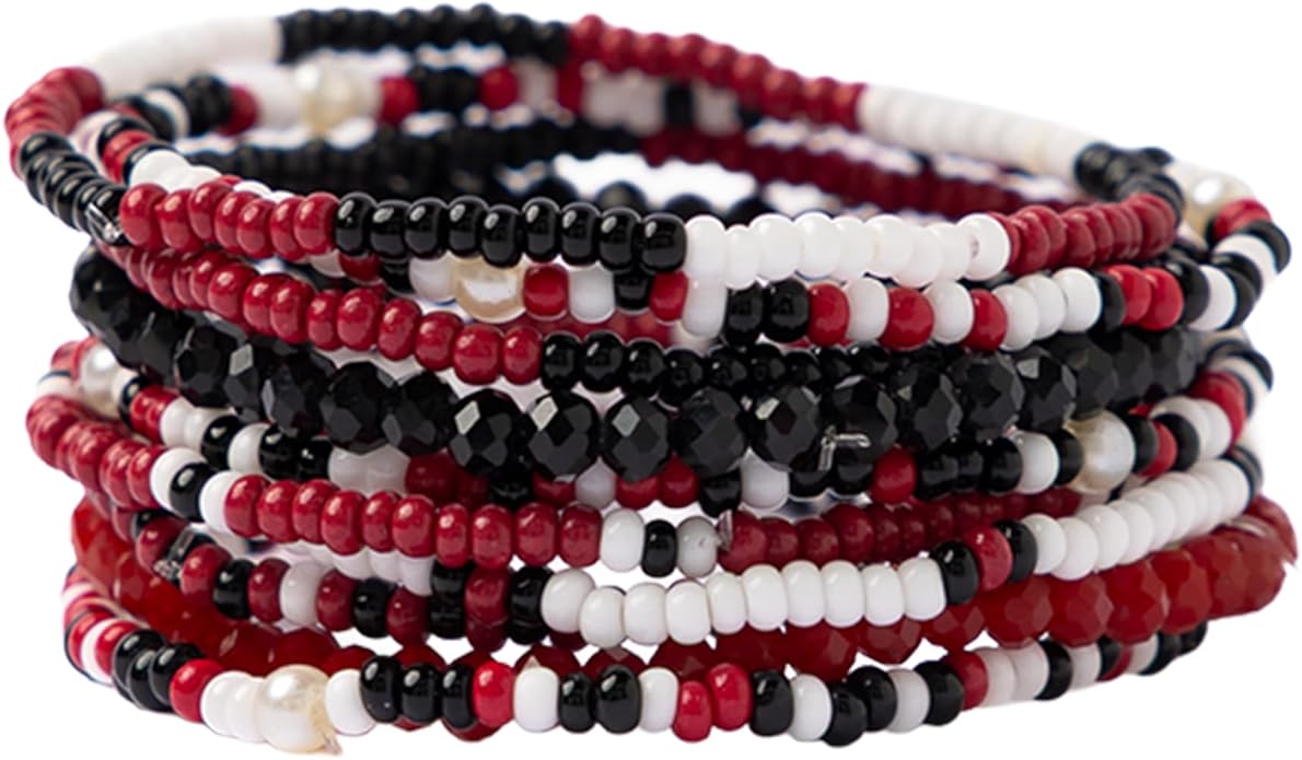 INK + ALLOY Game Day Bracelet Stacks, Beaded Bracelets for Football Gameday Outfits, Handmade Jewelry for College Students, Teachers, Football Moms, Set of 10