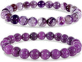 Bivei Natural Gemstone Semi Precious Healing Crystals Handmade Stretchy Round Beads Bracelet,Stocking Stuffers for Women Enhance Positive Energy
