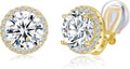 YOQUCOL 10MM Cubic Zirconia Crystal Clip On Stud Earrings Round Non Pierced Earrings for Women