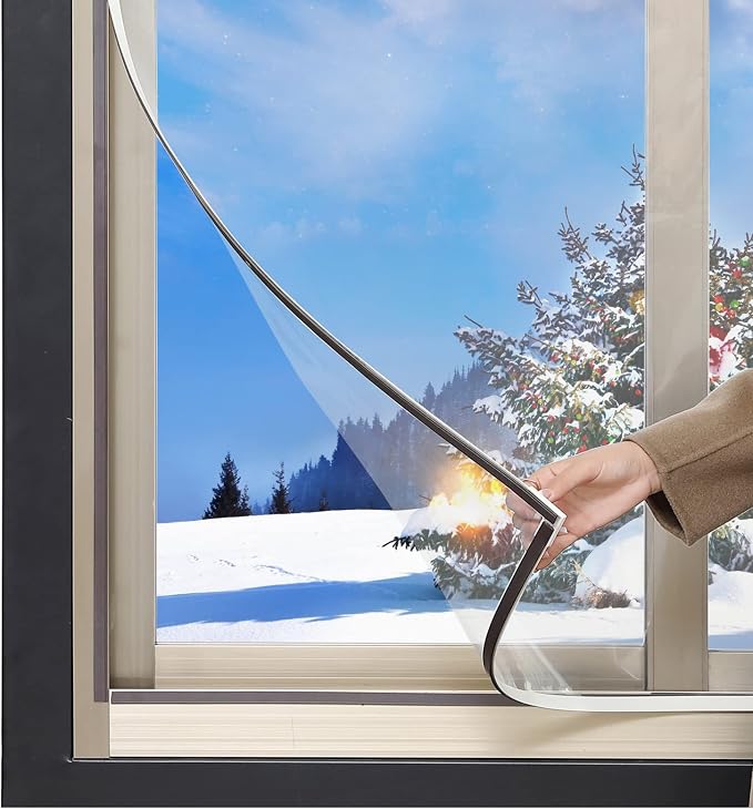 DIY Magnetic Window Insulation Kit 59"x61" Indoor Clear Film by RODENET