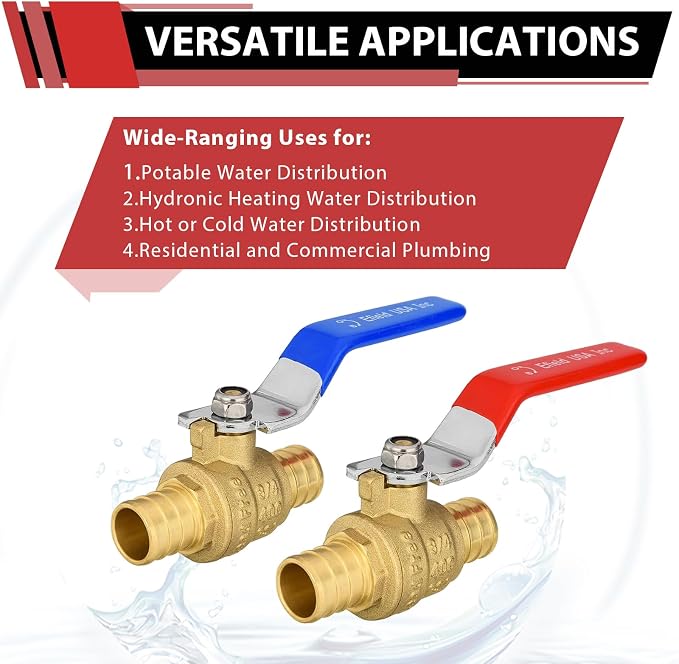 20-Pack 3/4" PEX Brass Ball Valve, Barb Crimp Pex Connection | Full Port Water - Image 4